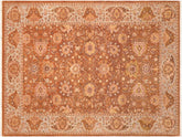 handmade Transitional Kirman Brown Blue Hand Knotted RECTANGLE 100% WOOL area rug 6x9